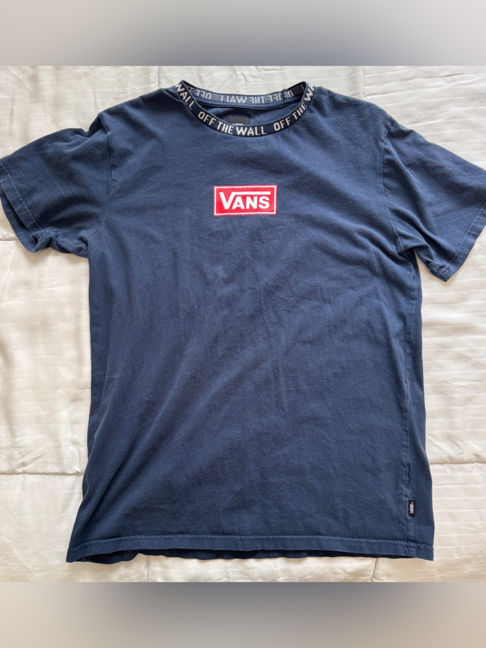 Vans Navy Shirt with Red Box Logo